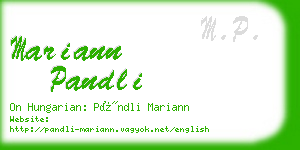 mariann pandli business card